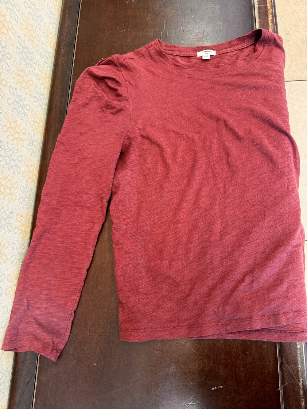 dylan Burgundy Long Sleeve Crew Tee